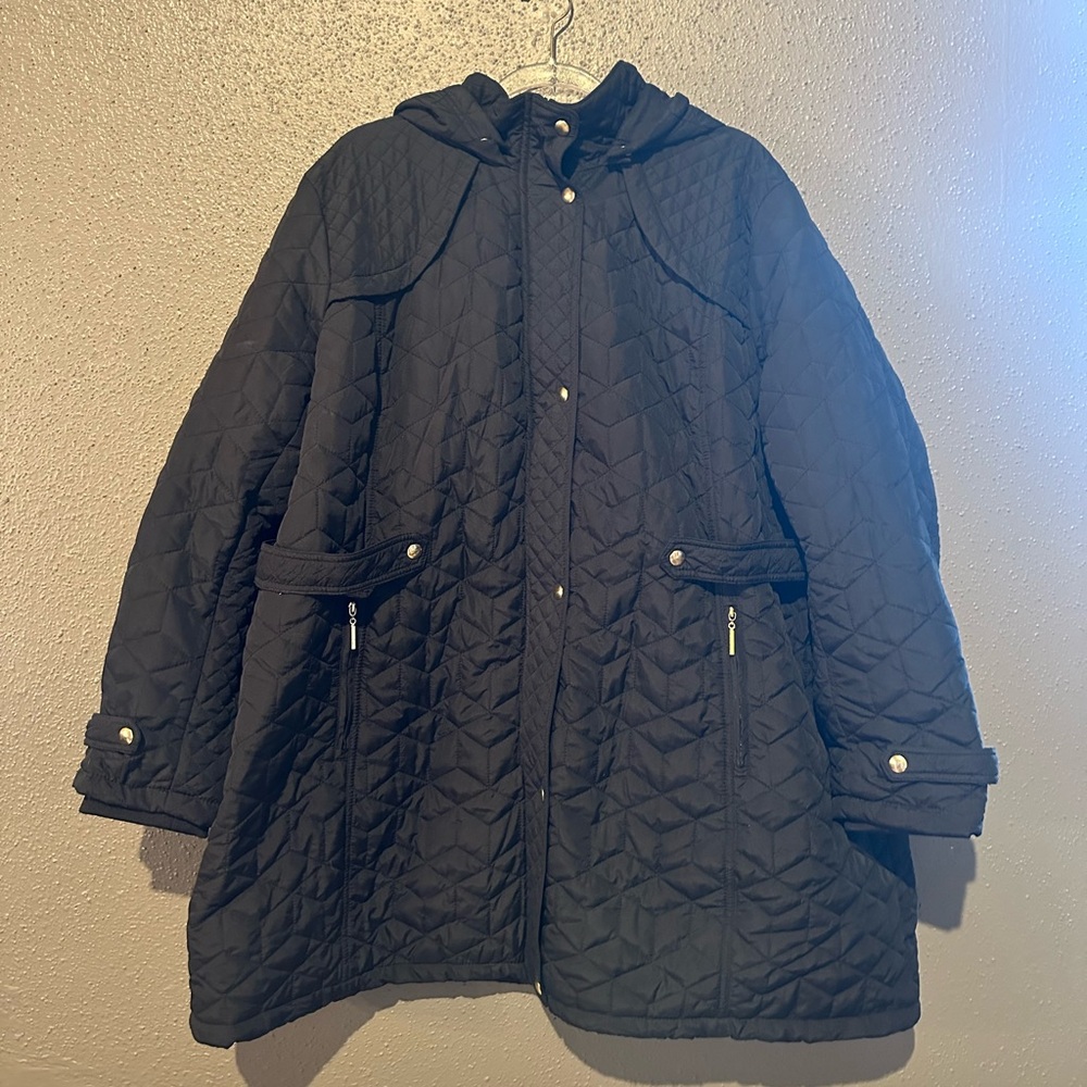 Avenue Black Quilted Hooded Jacket - Picture 2 of 10